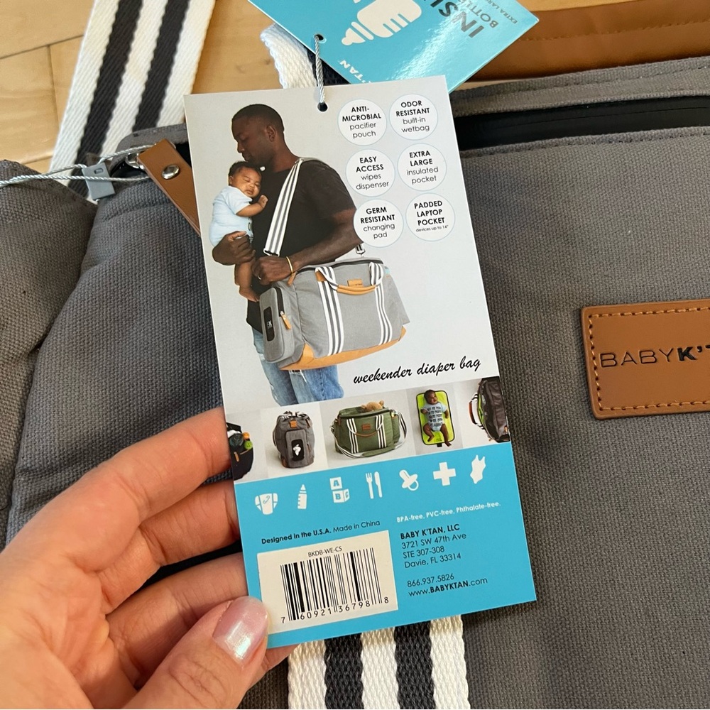 Baby K’tan NEW Wet Dry Insulated Weekender Grey Diaper Bag - Picture 5 of 13
